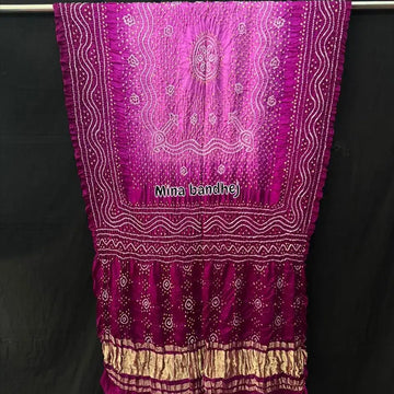Pure gaji silk magenta shaded bandhani dupatta