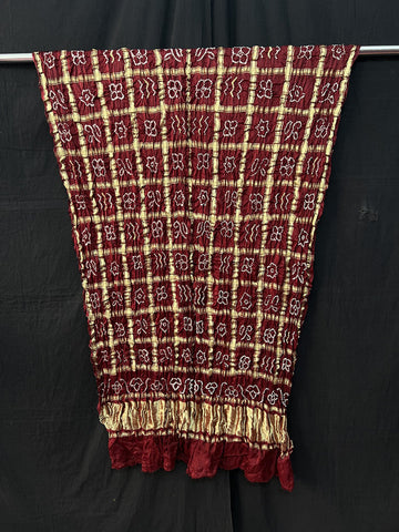 Pure Gaji Silk meroon Gharchola dupatta