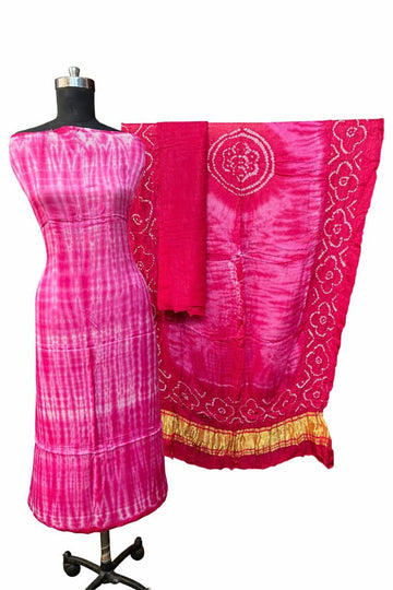 Pink Modal Silk Tie & Dye Dress Material