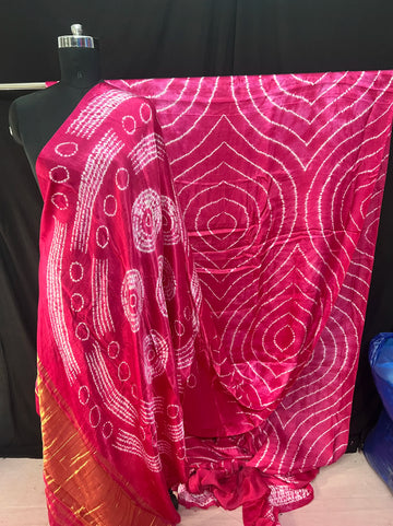 Pink shibori saree