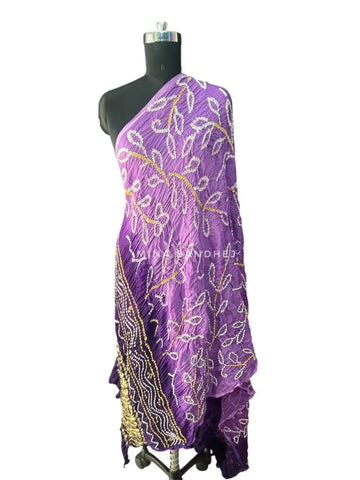 Modal silk purple Shaded bandhani dupatta