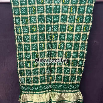Pure gaji silk Gharchola bandhani Dupatta - green