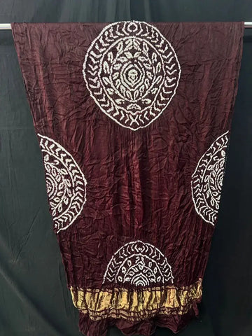 Pure Modal silk Bnadhani Dupatta Dark Meroon