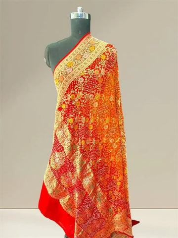 Orange red tilfi bandhaani dupatta