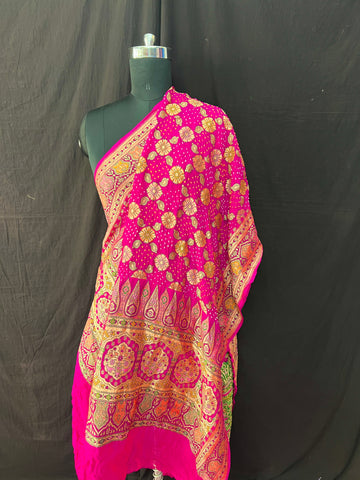 Tilfi weaving Rai bandhej Dupatta Rani pink