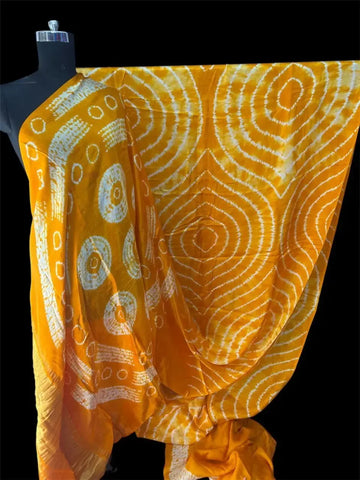 Golden yellow shibori saree