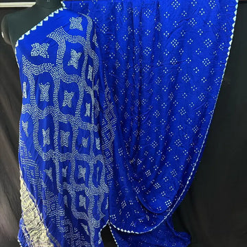Pure gaji silk rai bandhej sarees in Royal blue