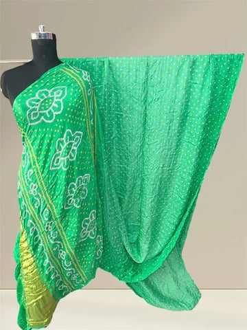 Pure gaji silk bandhani saree sea green shaded
