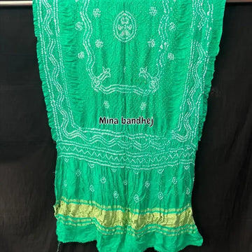 Pure Gaji silk sea green bandhani dupatta