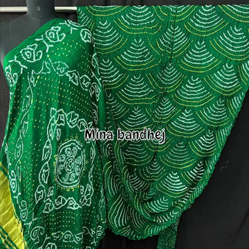 Wifi green rai bandhej saree