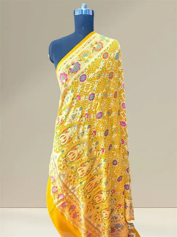 Golden yellow Tilfi Bnadhani Dupatta