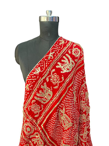 Red Gotapatti Hand worked Dupatta