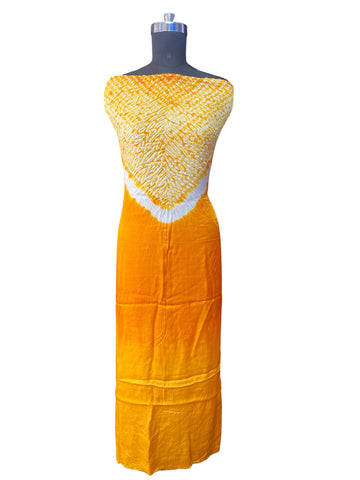 Golden yellow shaded Shibori kaftan  material