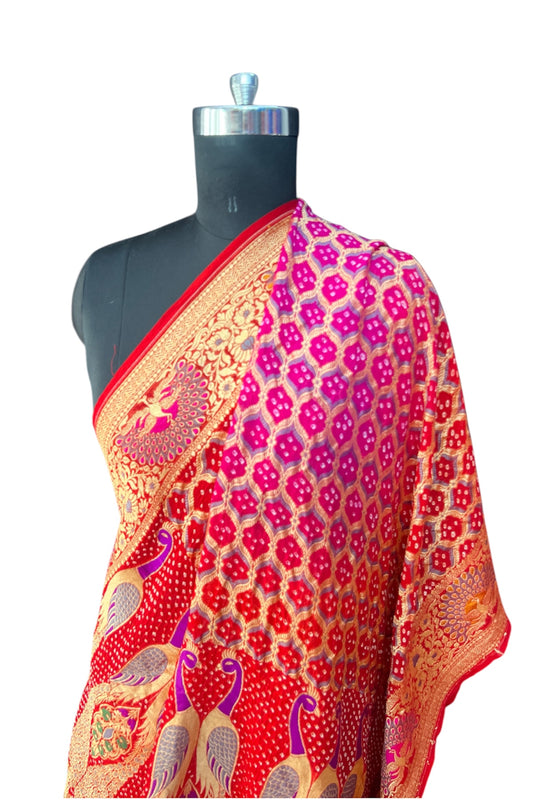 Rani Red tilfi weaving Dupatta