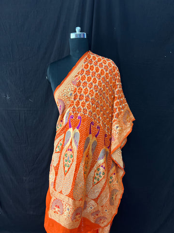 Tilfi weaving Rai bandhej Dupatta Light orange