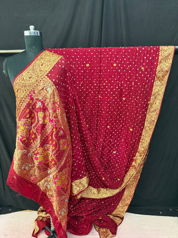 Dhupiyan silk bandhani saree Meroon