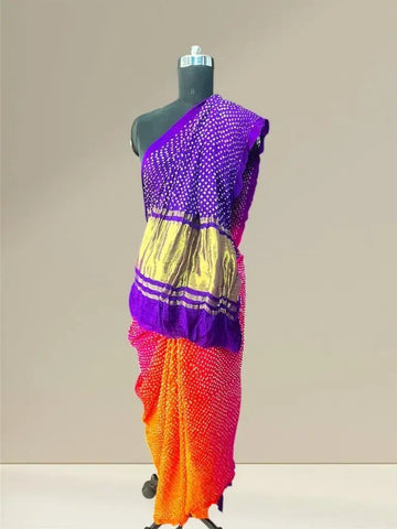 Pure gaji silk ombre dyed saree