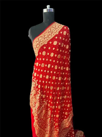 Rai bandhej dupatta red khaddi Georgette 2