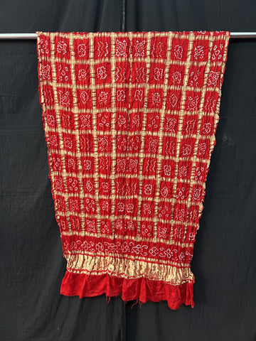 Pure gaji silk Red bandhani Gharchola Dupatta