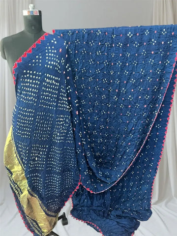 Blue Modal silk bandhani saree