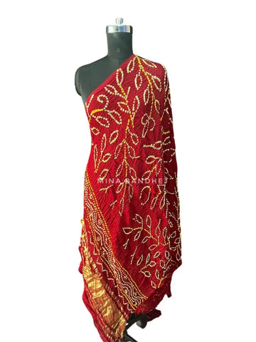 Modal silk meroon bandhani dupatta