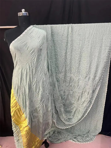 Pure gaji silk rai bandhej half and half light grey