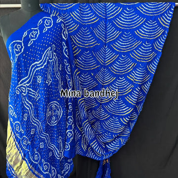 WiFi royal blue rai bandhej saree