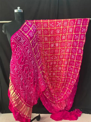 Gaji silk bandhani saree in Garchola style State Rani