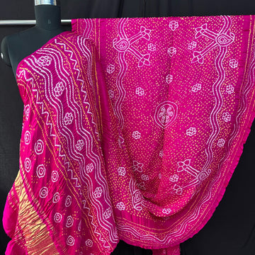 Rai bandhej pure gaji silk saree - shade of pink