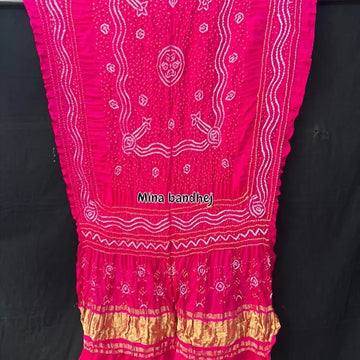 Pure gajj silk Rani pink bandhani Dupatta