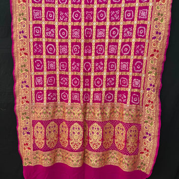 Rani khaddi Georgette rai bandhej  handloom dupatta