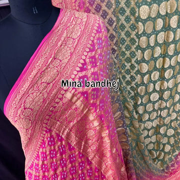 Pure khaddi Georgette bandhani saree Aaliya