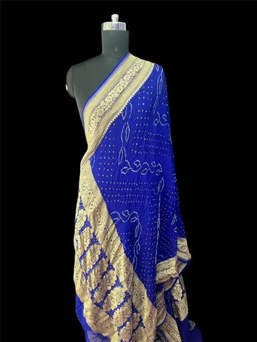 Rai bandhej dupatta royal blue Georgette