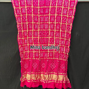 Pure gaji silk Gharchola bandhani Dupatta - rani