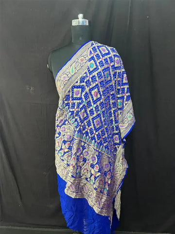 Rai bandhej khaddi Georgette Minakari Dupatta Royal Blue