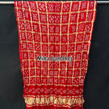 Pure gaji silk Gharchola bandhani Dupatta - red