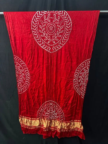 Pure Modal silk Bnadhani Dupatta red