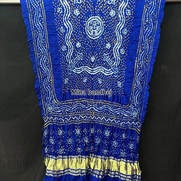 Pure gaji silk royal blue bandhani dupatta