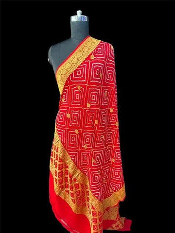 Rai bandhej dupatta red  khaddi Georgette 1