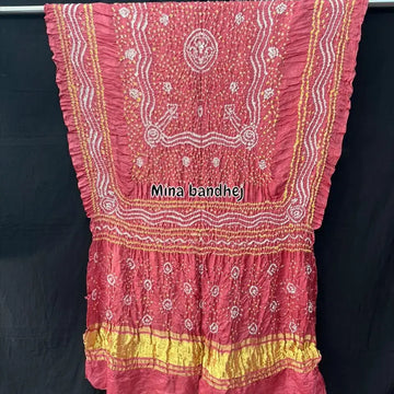 Pure gaji silk light gajari bandhani dupatta
