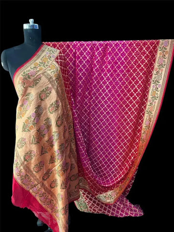 Rani Red Tilfi Weaving Bandhani Saree