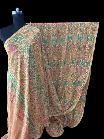 Beige Tilfi Weaving Bandhani Saree 2