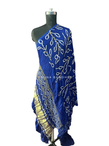 Modal silk royal blue bandhani dupatta