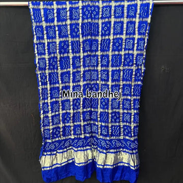 Pure gaji silk Gharchola bandhani Dupatta - royal blue