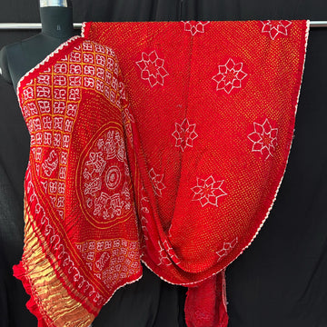 Rai bandhej pure gaji silk saree Red