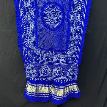 Royal Blue pure gaji silk rai bandhej dupatta for bride