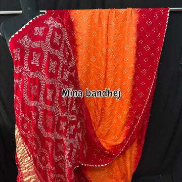Bharti bandhej pure gaji silk bandhani saree