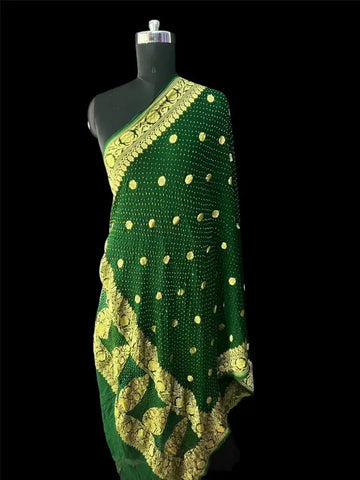 Rai bandhej dupatta green Georgette