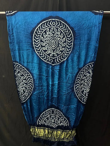 Pure Modal silk Bnadhani Dupatta indigo navy blue