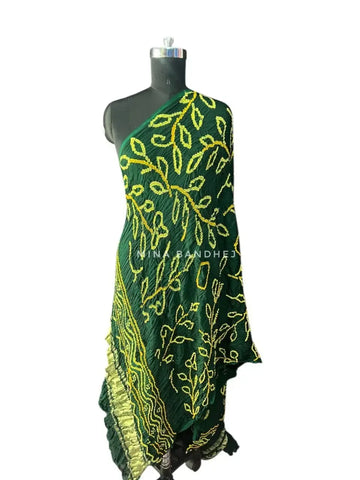 Modal silk bottle Green bandhani dupatta